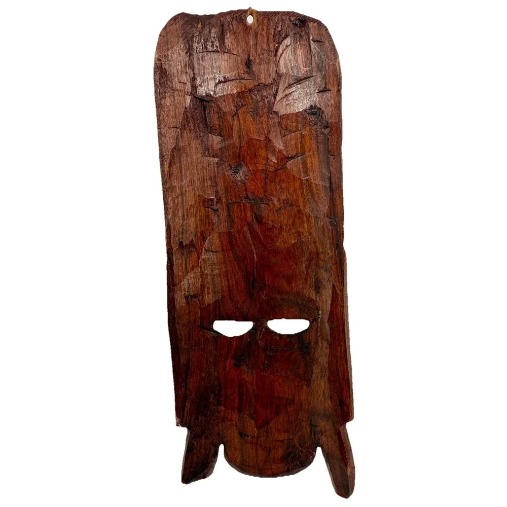 Vintage Hand Carved Wood Tiki Wall Mask‎ 9.5